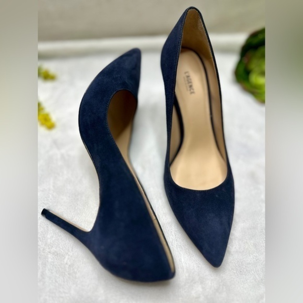L'Agence Eloise Suede Leather Pumps Heels in Navy Blue Women's EU 39.5/ US 9.5